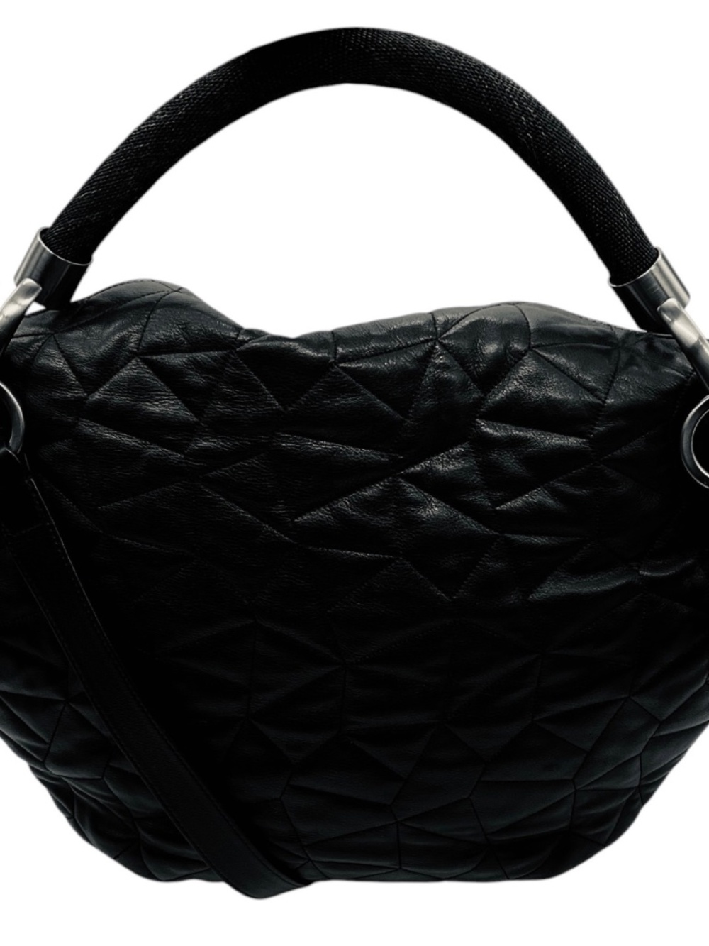 AKRIS BLACK QUILTED LEATHER HOBO SHOULDER BAG